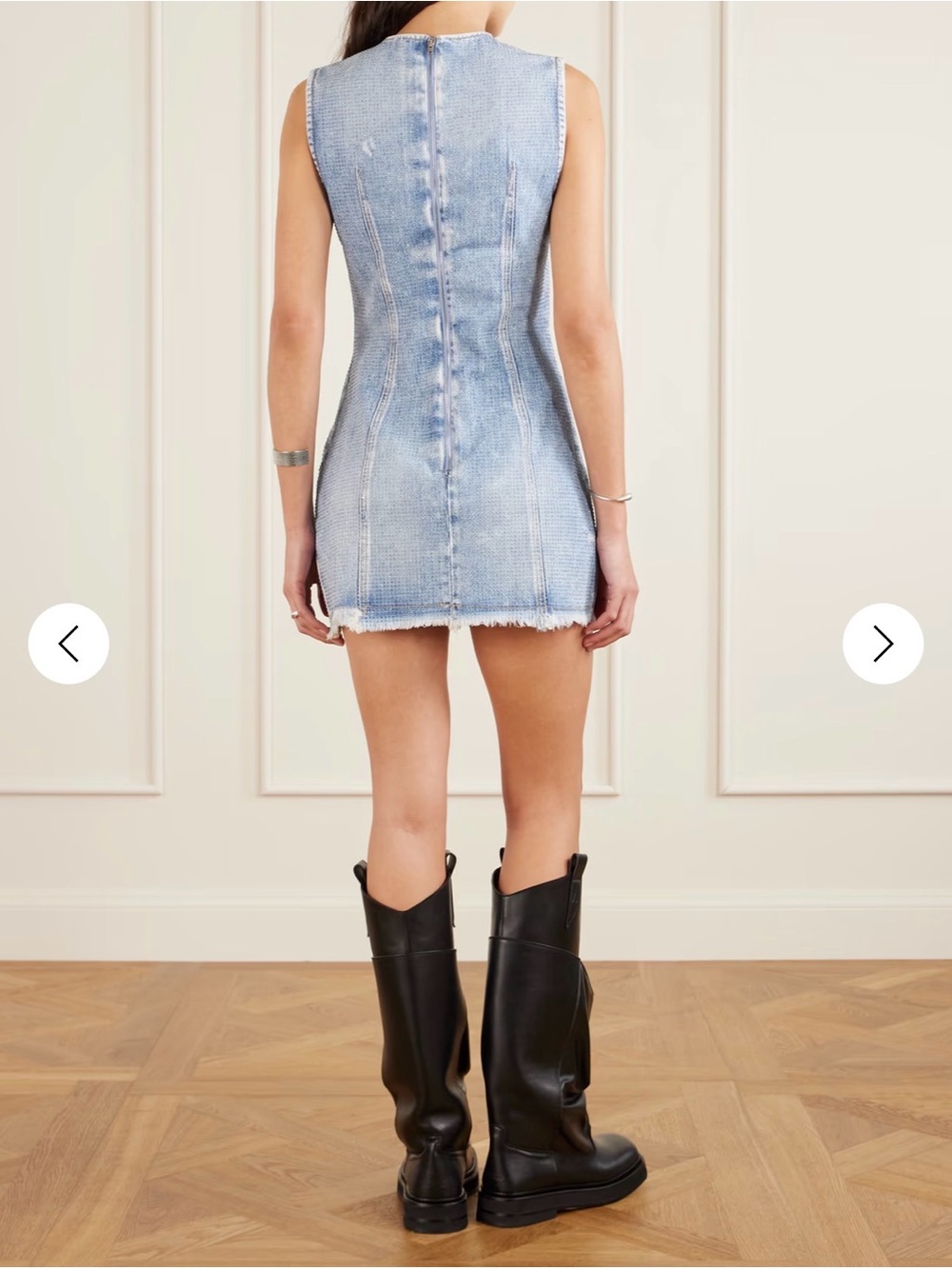 Acne Light Blue Distressed Denim Mini Dress - Picture 4 of 6